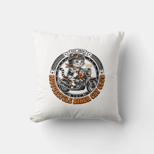 Motorcycle Biker Cat Pet Lover Shirt Art - Motorcy Throw Pillow