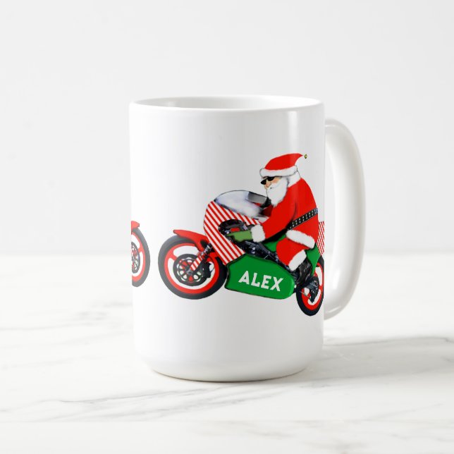 Motorcycle Biker Christmas Holiday Gift Coffee Mug (Front Right)