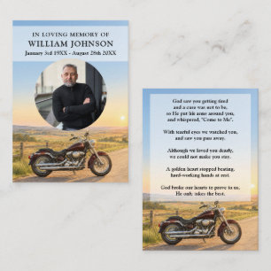 Motorcycle Biker Funeral Prayer Poem Photo Cards
