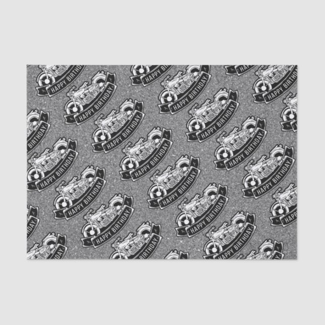 Motorcycle Biker Happy Birthday Party Decor Tissue Paper (Front)