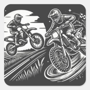 Motorcycle Biker Motocross Adventure Design Square Sticker