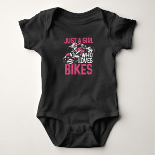 Motorcycle Biker Motorbike Rider Just A Girl Who Baby Bodysuit
