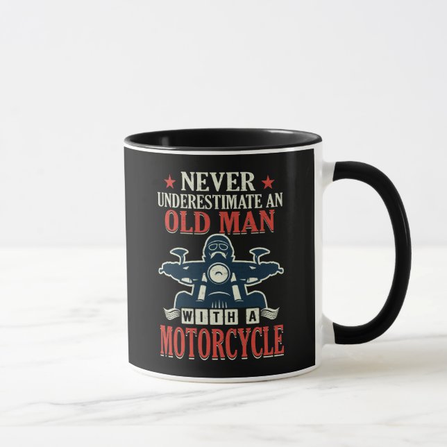 Motorcycle Biker Never Underestimate An Old Man Mug (Right)