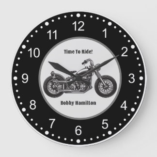 Motorcycle Biker Personalized Name & Saying Large Clock