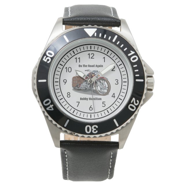 Motorcycle Biker Personalized Name & Saying Watch (Front)