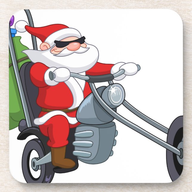 motorcycle biker santa claus coaster (Front)