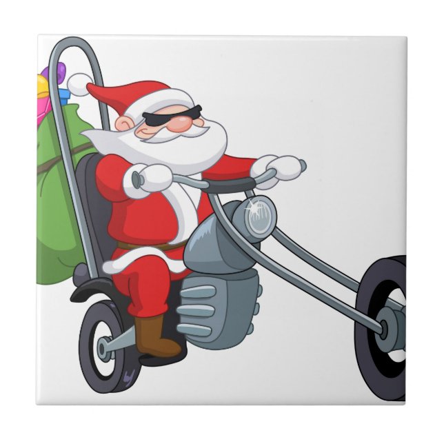 motorcycle biker santa claus tile (Front)