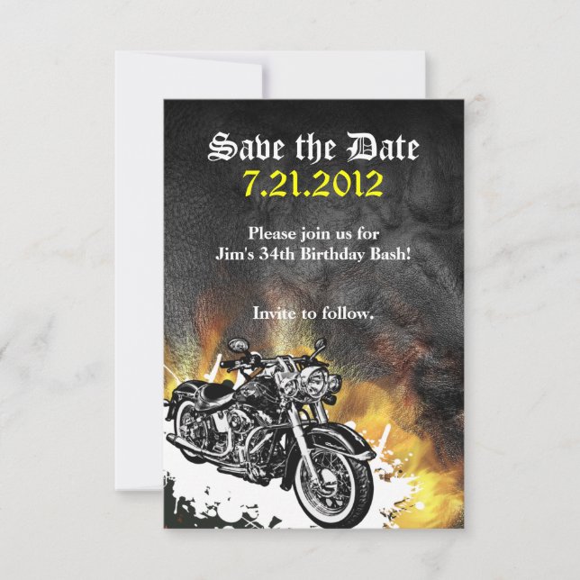 Motorcycle Biker Save the Date Announcement (Front)