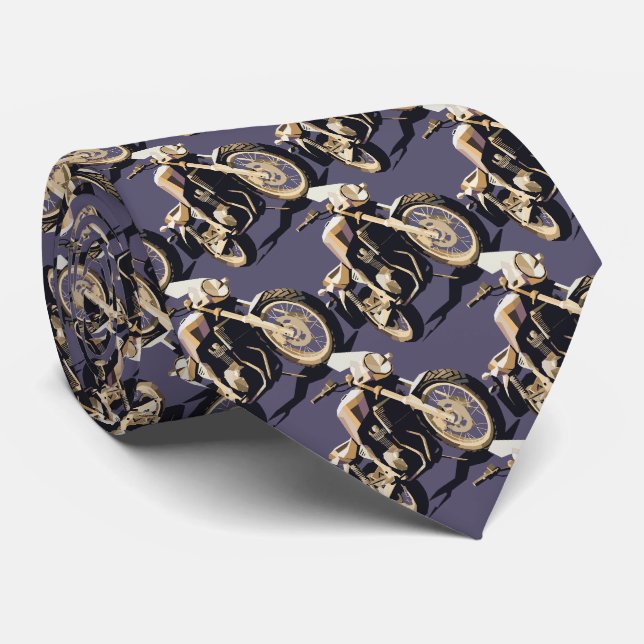 Motorcycle Biking Biker Blue background Tie (Rolled)