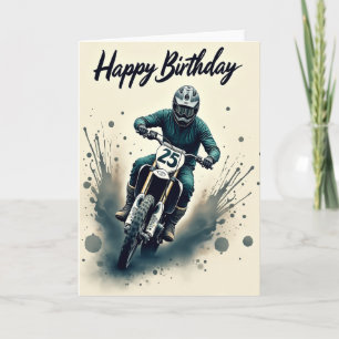 Motorcycle Birthday Illustration Card