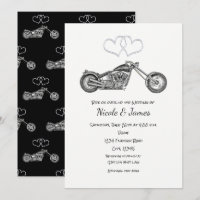 Motorcycle Black & Silver Hearts Biker Wedding