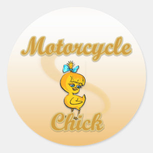 Motorcycle Chick Classic Round Sticker