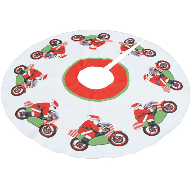 Motorcycle Christmas decor Brushed Polyester Tree  Skirt (Angled)
