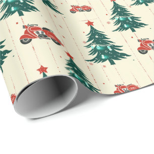 Motorcycle Christmas Gift Giving Nostalgia Wrapping Paper