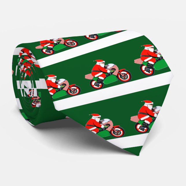 Motorcycle Christmas Neck Tie (Rolled)