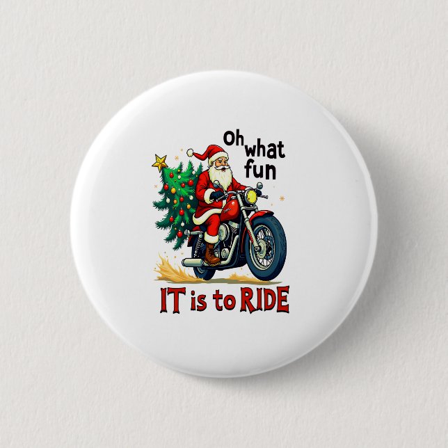 Motorcycle Christmas Ride 2 Inch Round Button (Front)