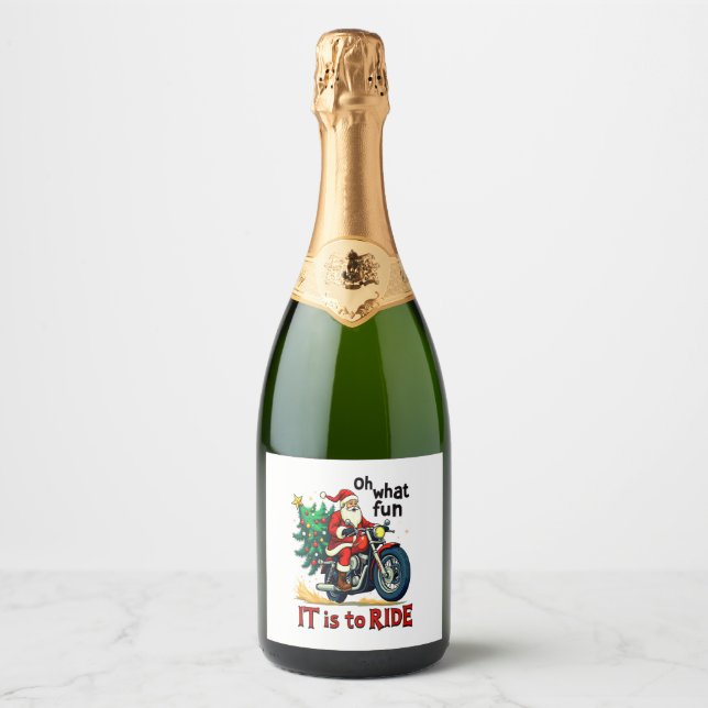 Motorcycle Christmas Ride Sparkling Wine Label (Front)
