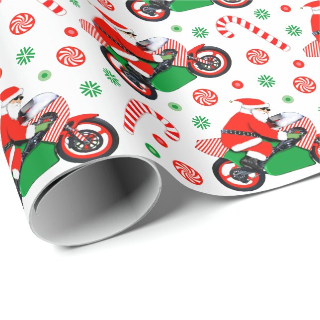 Motorcycle Christmas Wrapping Paper (Roll Corner)