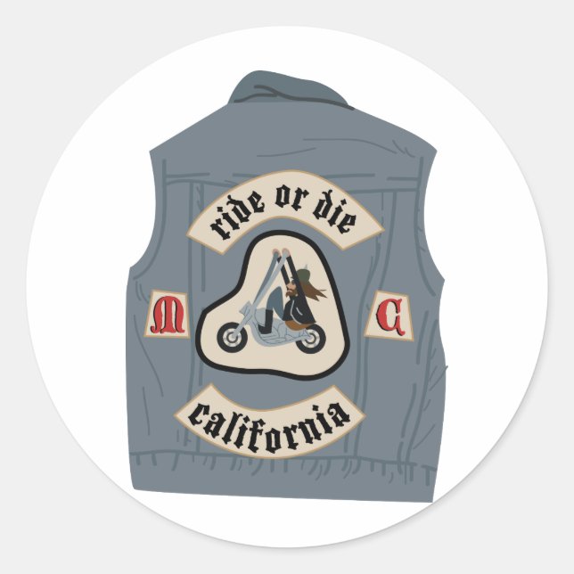 Motorcycle Club Vest Classic Round Sticker (Front)