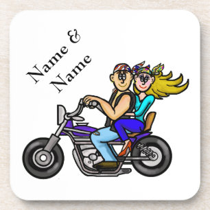 Motorcycle Couple Coasters  Customize with Name!