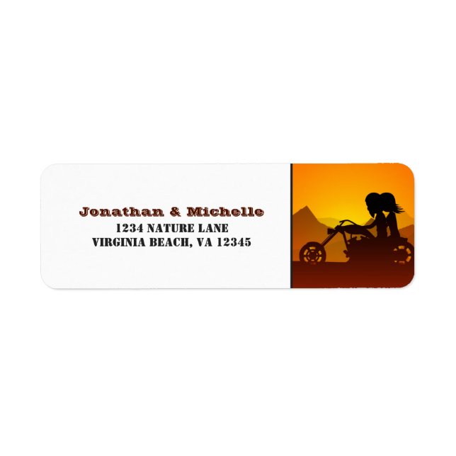 Motorcycle Couple Mountain Sunset/Sunrise Address (Front)