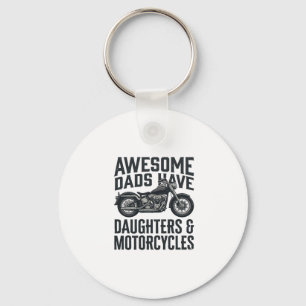 Motorcycle Dad Daughters Quote Vintage Vector Desi Keychain