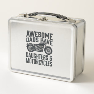Motorcycle Dad Daughters Quote Vintage Vector Desi Metal Lunch Box