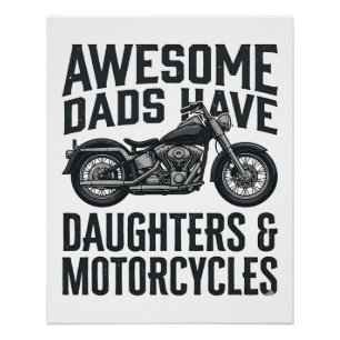 Motorcycle Dad Daughters Quote Vintage Vector Desi Poster