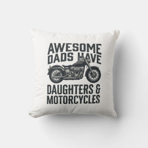 Motorcycle Dad Daughters Quote Vintage Vector Desi Throw Pillow