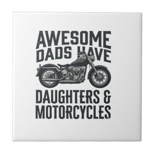 Motorcycle Dad Daughters Quote Vintage Vector Desi Tile