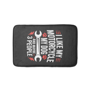 Motorcycle Dog Owner Humour Bath Mat