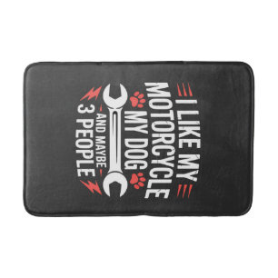 Motorcycle Dog Owner Humour Bath Mat