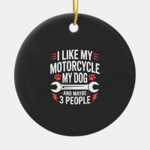 Motorcycle Dog Owner Humour Ceramic Ornament