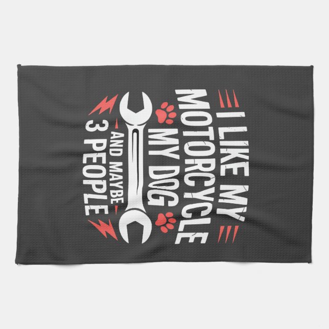 Motorcycle Dog Owner Humour Kitchen Towel (Horizontal)