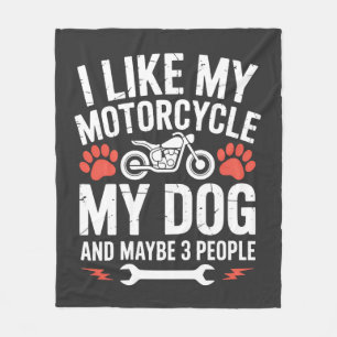 Motorcycle Dog Sarcastic Quote Dog Humour Fleece Blanket