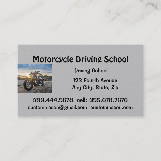 Motorcycle Driving School Lessons  Business Card (Front)