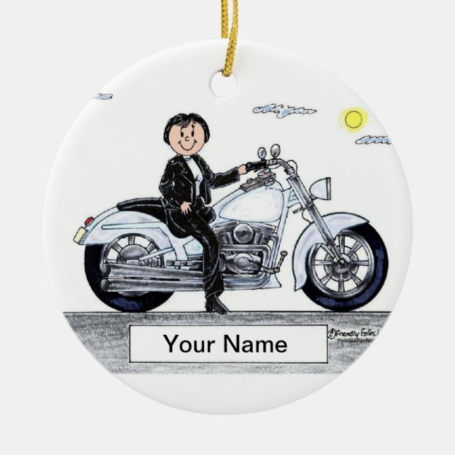 Motorcycle - Female Ceramic Ornament (Front)