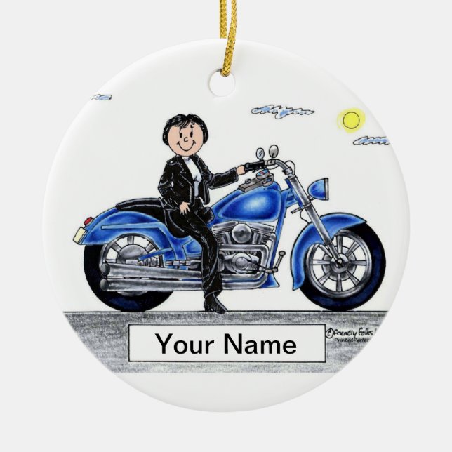 Motorcycle - Female Ceramic Ornament (Front)