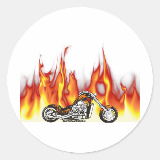 Motorcycle Fire Classic Round Sticker