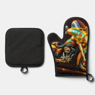 "Motorcycle Flame Ride – Oven Mitt & Pot Holder Se Set