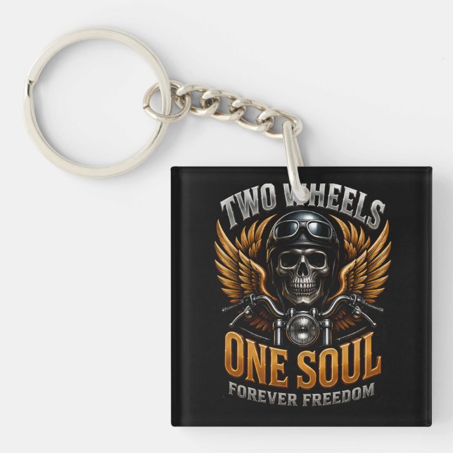 🦅 Motorcycle Freedom Graphic For Riders 🏍️ Keychain (Front)