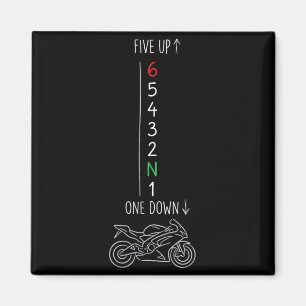 Motorcycle Gear Shift One Down Five Up Biker Magnet