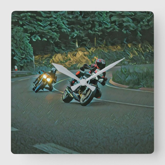 Motorcycle gift square wall clock (Front)