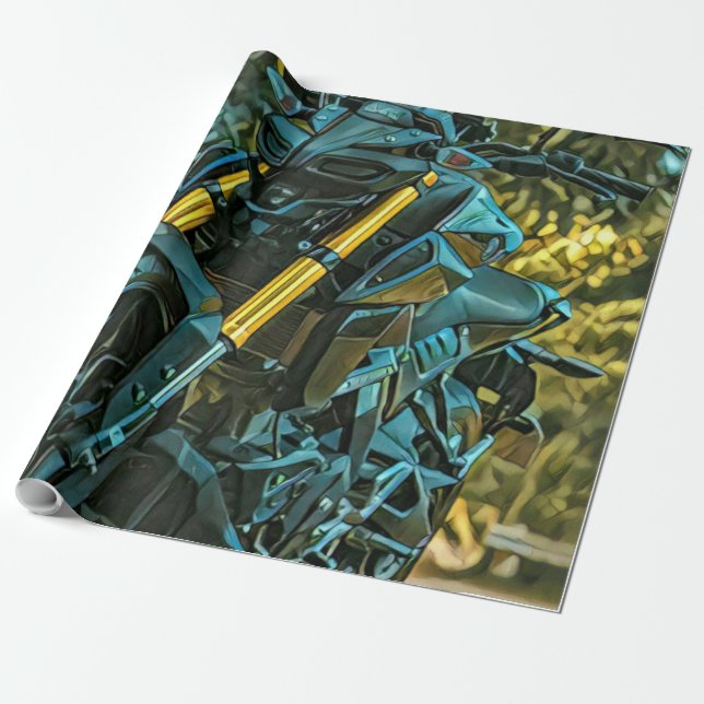 Motorcycle gift wrapping paper (Unrolled)