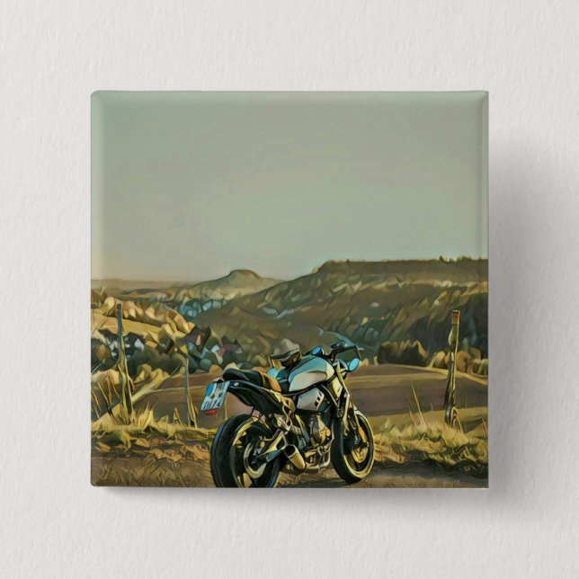 Motorcycle gifts 2 inch square button (Front)