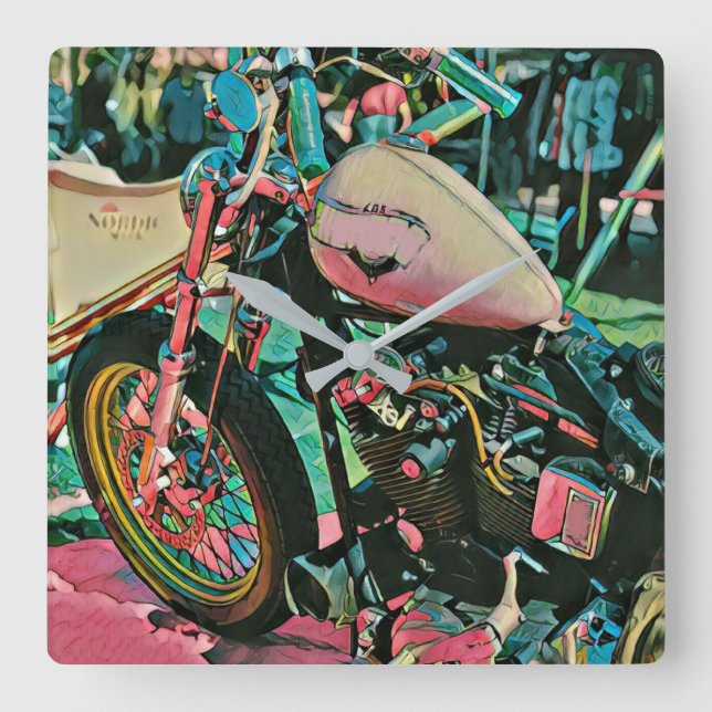 motorcycle gifts for dad square wall clock (Front)