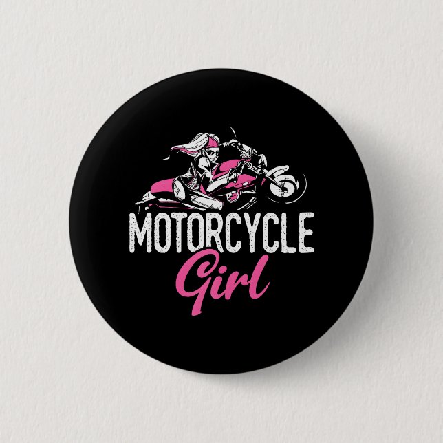 Motorcycle Girl Bike Motor Motorcycle 2 Inch Round Button (Front)
