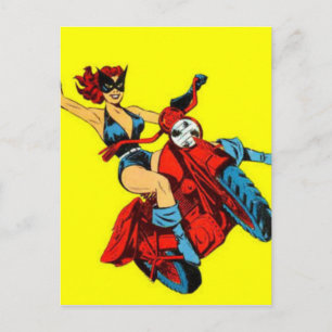 Motorcycle Girl Postcard