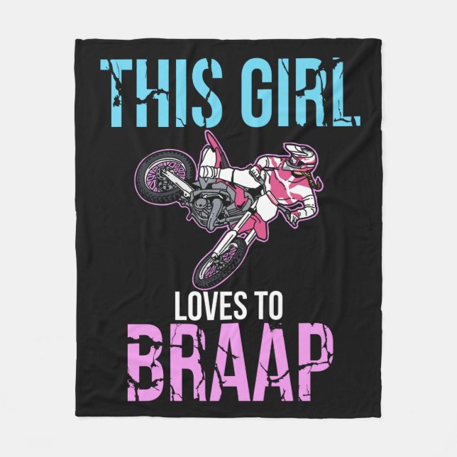 Motorcycle Girls Dirt Bike Women Motocross Braap Fleece Blanket (Front)