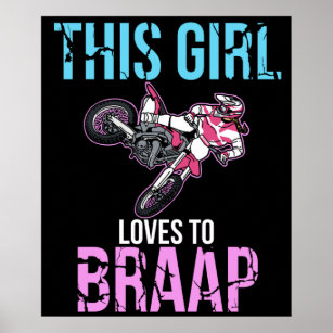 Cute Hot Blonde Motocross Girl Motorcycle Bike Motorbike Poster